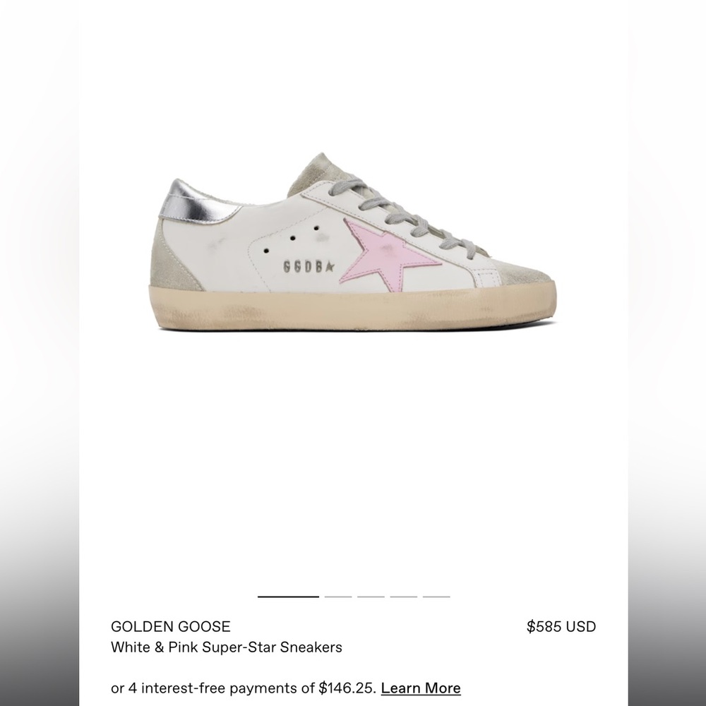 Golden Goose White and Pink Super-Star Sneakers